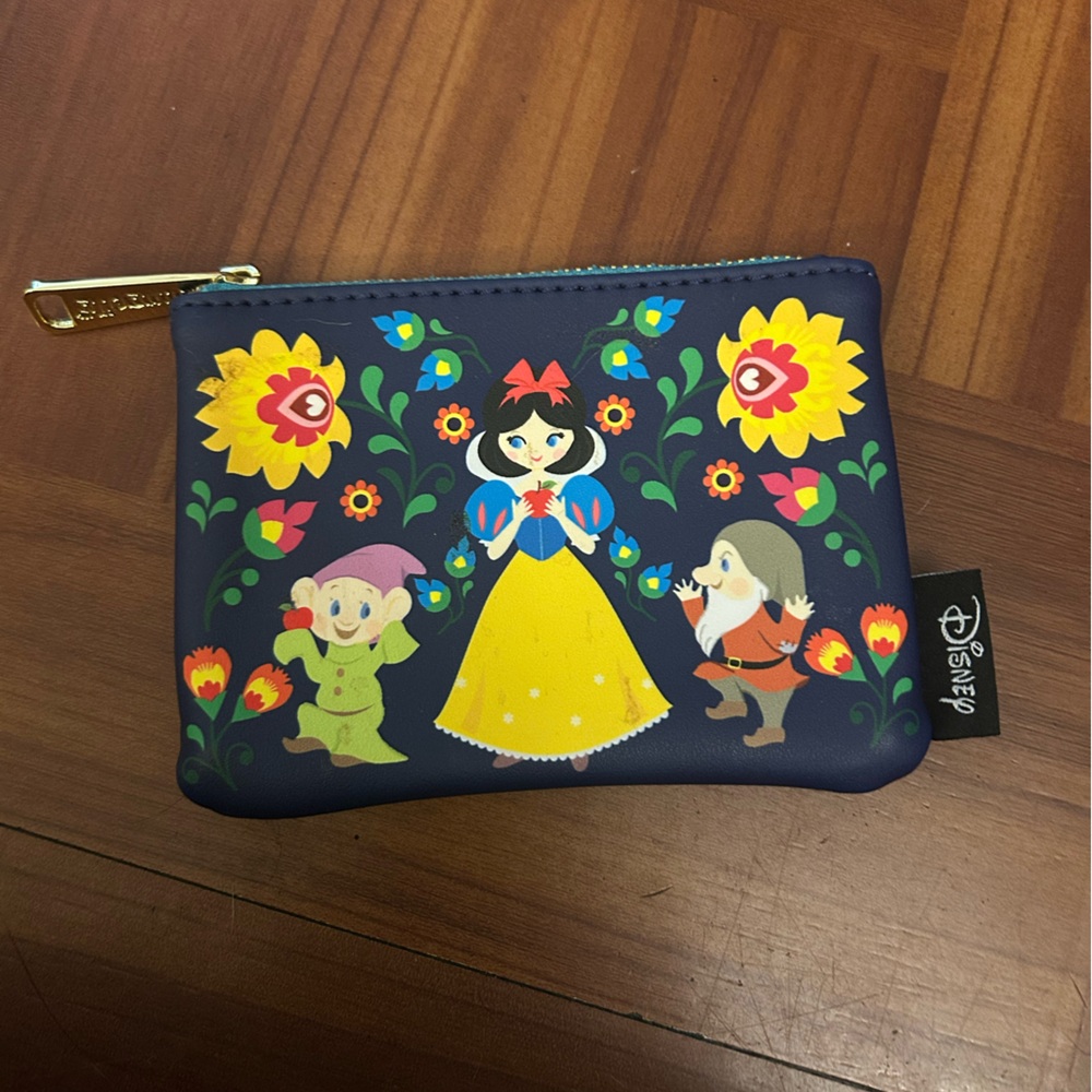 Disney Blue Pouch with Snow White and Floral Design